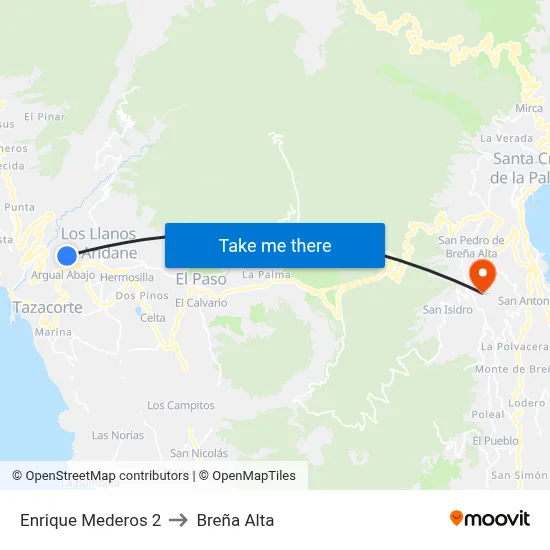 Enrique Mederos 2 to Breña Alta map