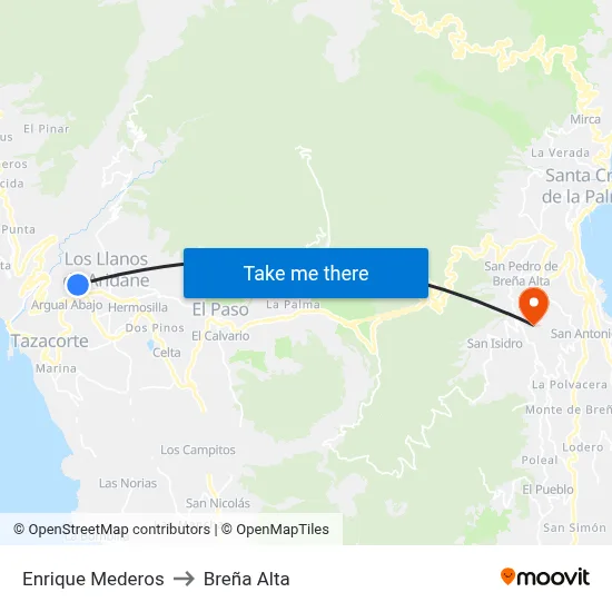 Enrique Mederos to Breña Alta map