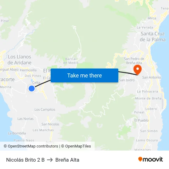 Nicolás Brito 2 B to Breña Alta map