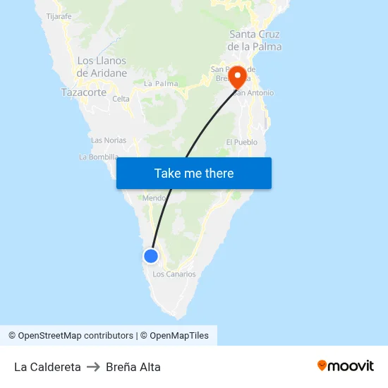 La Caldereta to Breña Alta map