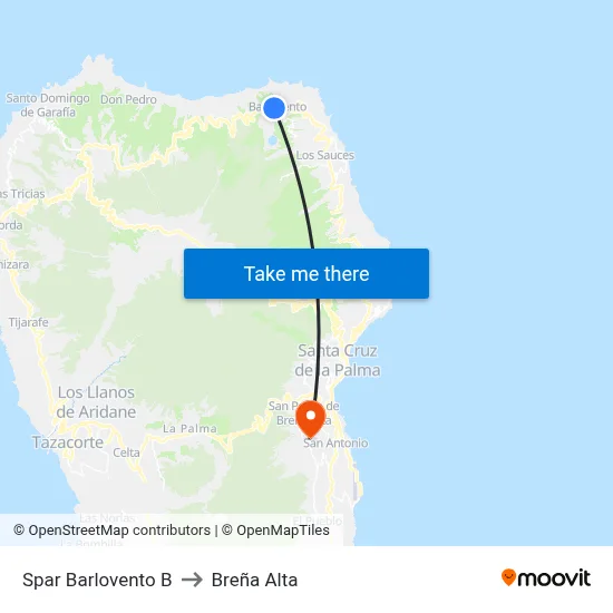 Spar Barlovento B to Breña Alta map