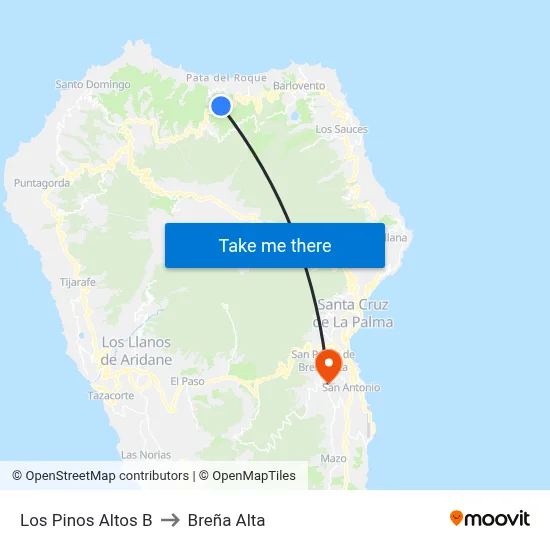 Los Pinos Altos B to Breña Alta map