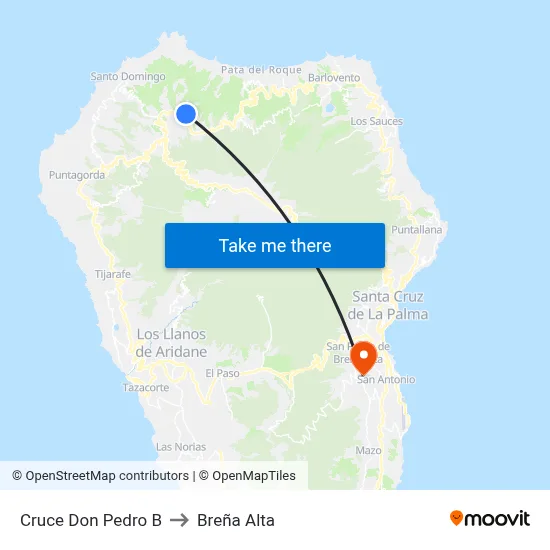 Cruce Don Pedro B to Breña Alta map