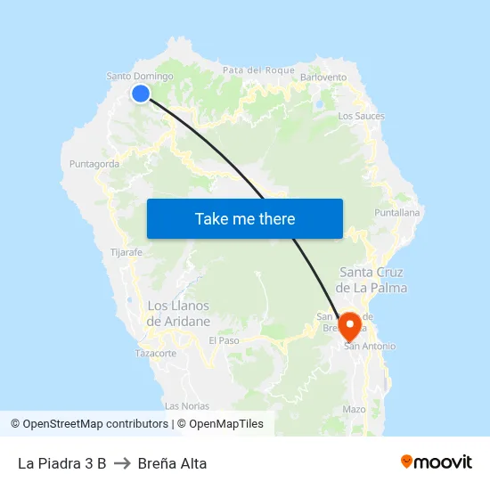 La Piadra 3 B to Breña Alta map