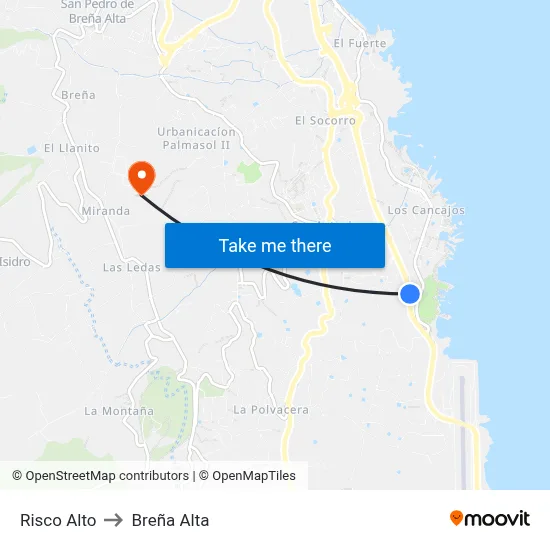 Risco Alto to Breña Alta map