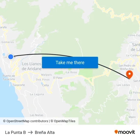 La Punta B to Breña Alta map