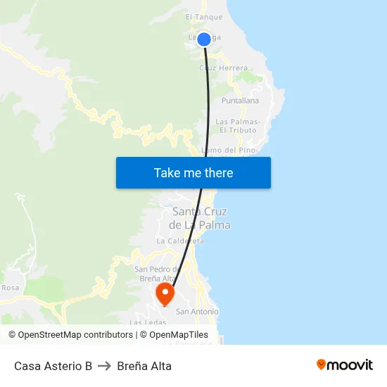 Casa Asterio B to Breña Alta map
