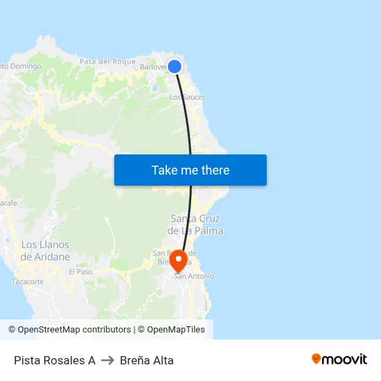 Pista Rosales A to Breña Alta map