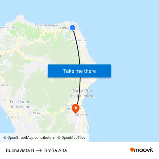 Buenavista B to Breña Alta map