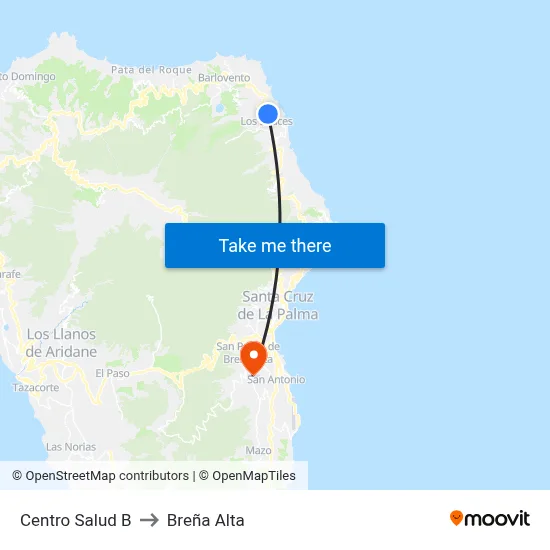 Centro Salud B to Breña Alta map