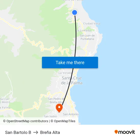 San Bartolo B to Breña Alta map