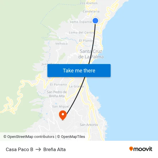 Casa Paco B to Breña Alta map