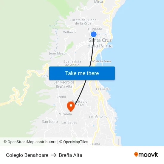 Colegio Benahoare to Breña Alta map