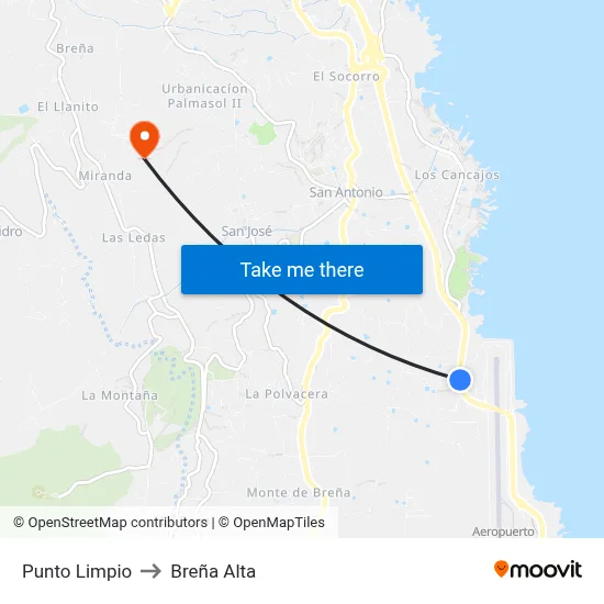 Punto Limpio to Breña Alta map