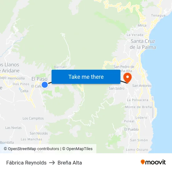 Fábrica Reynolds to Breña Alta map