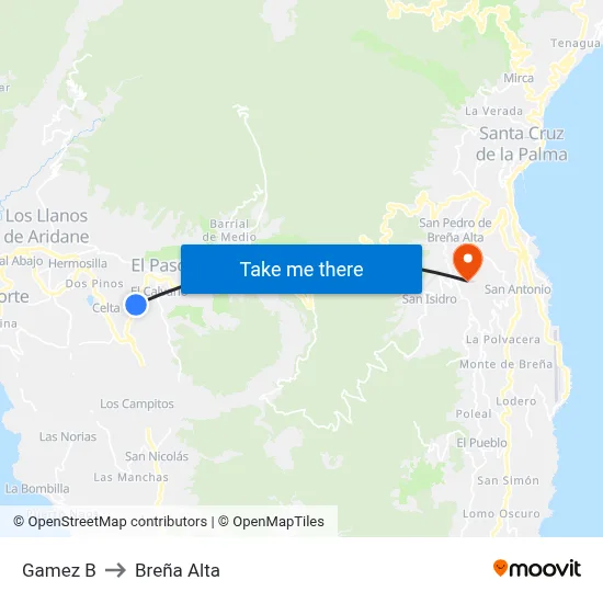 Gamez B to Breña Alta map