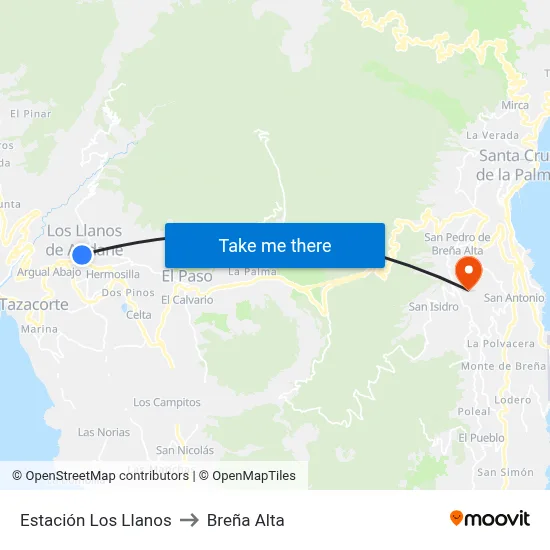 Estación Los Llanos to Breña Alta map