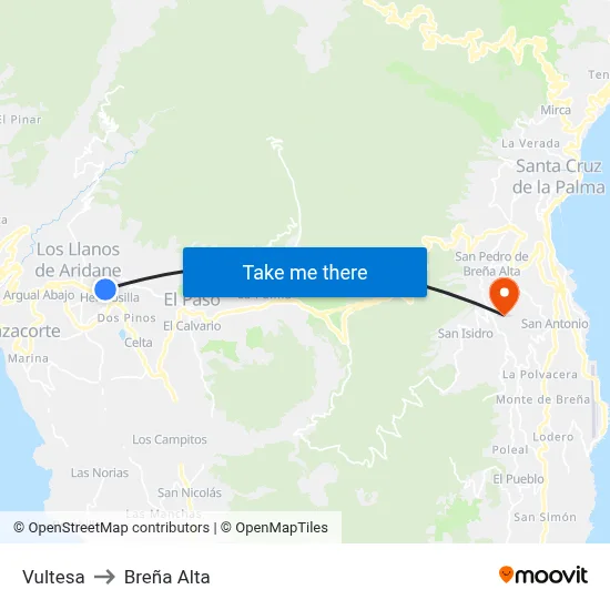 Vultesa to Breña Alta map