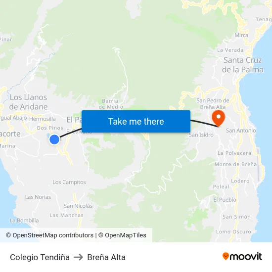 Colegio Tendiña to Breña Alta map