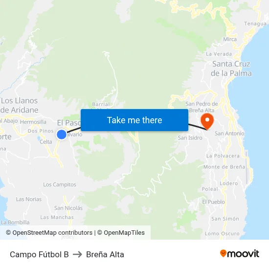Campo Fútbol B to Breña Alta map