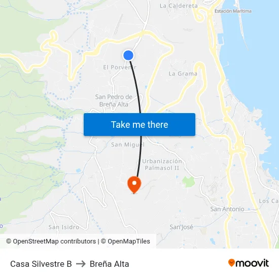 Casa Silvestre B to Breña Alta map