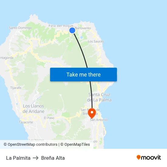 La Palmita to Breña Alta map