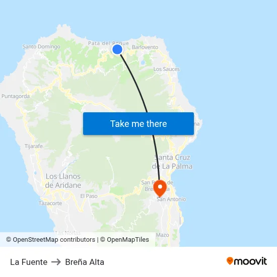 La Fuente to Breña Alta map