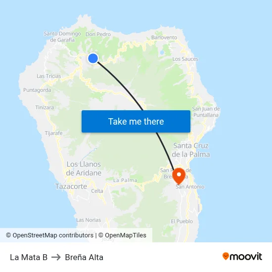 La Mata B to Breña Alta map
