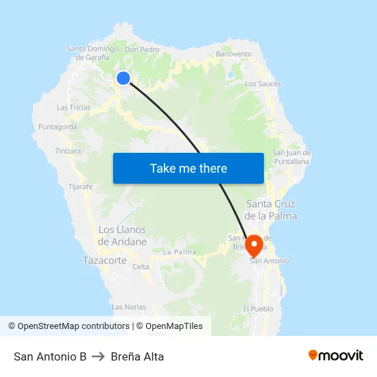 San Antonio B to Breña Alta map