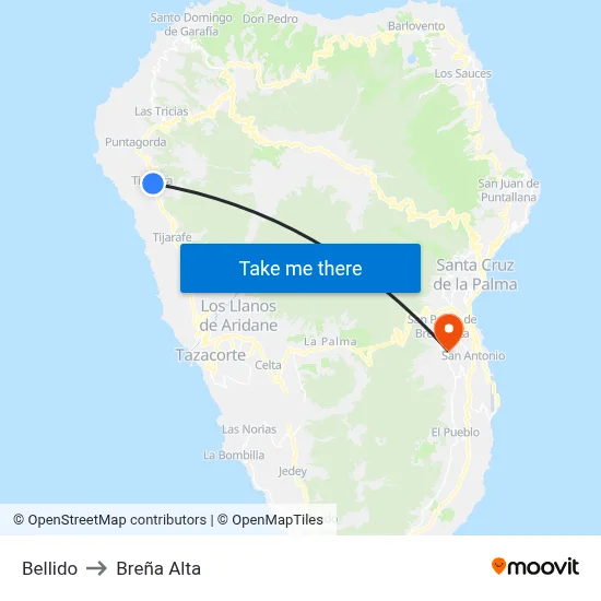 Bellido to Breña Alta map