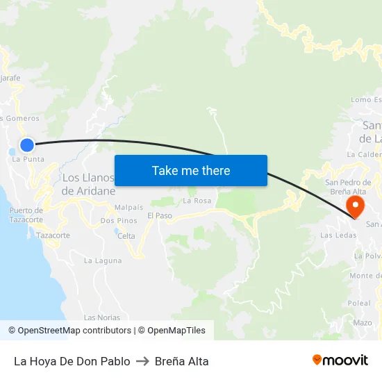 La Hoya De Don Pablo to Breña Alta map