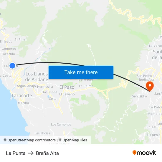 La Punta to Breña Alta map