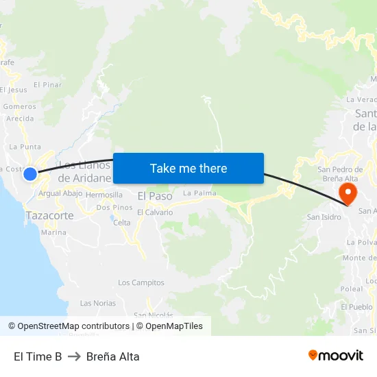 El Time B to Breña Alta map