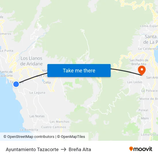 Ayuntamiento Tazacorte to Breña Alta map