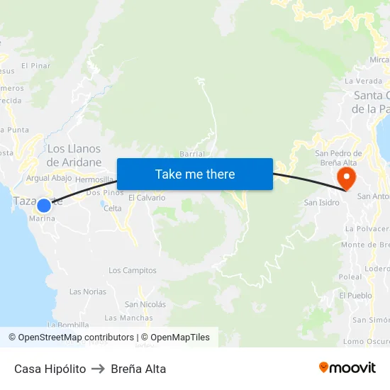 Casa Hipólito to Breña Alta map