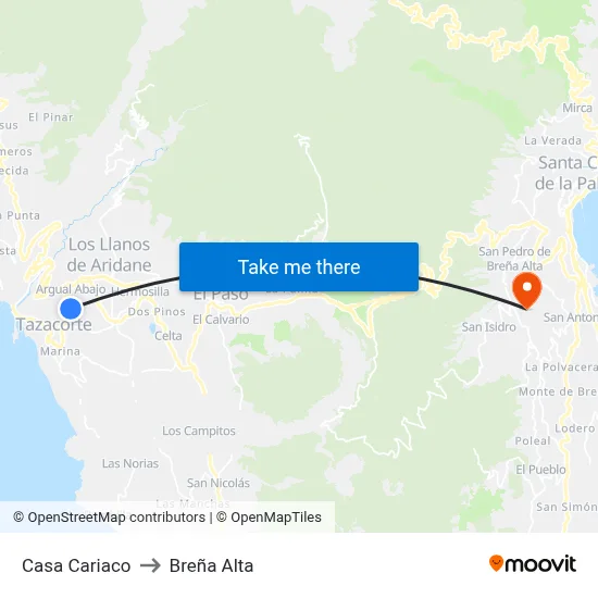 Casa Cariaco to Breña Alta map