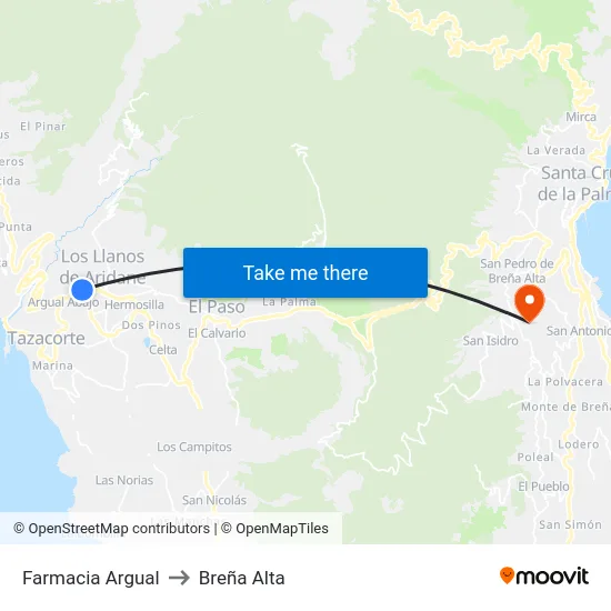 Farmacia Argual to Breña Alta map
