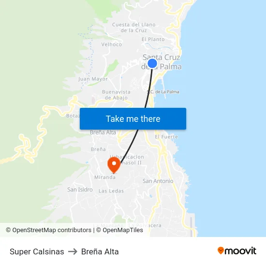 Super Calsinas to Breña Alta map