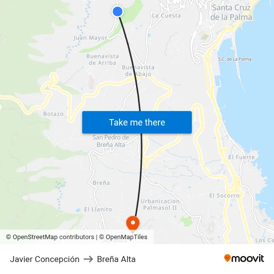 Javier Concepción to Breña Alta map