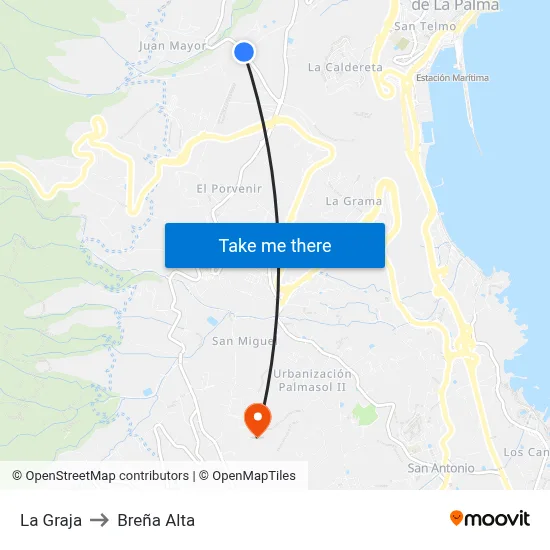 La Graja to Breña Alta map