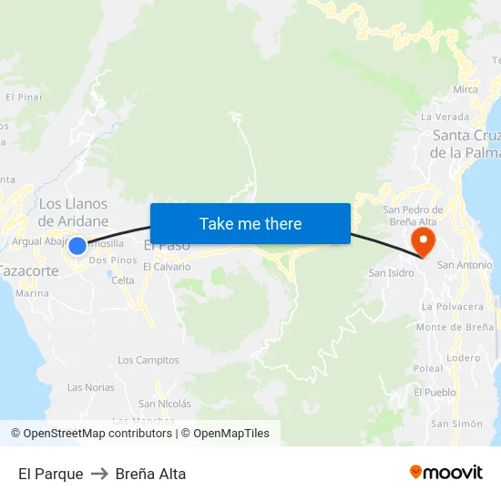 El Parque to Breña Alta map