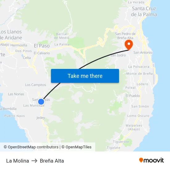 La Molina to Breña Alta map