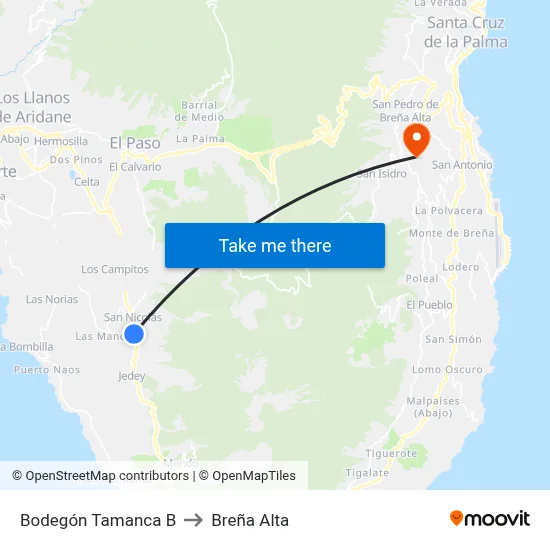 Bodegón Tamanca B to Breña Alta map