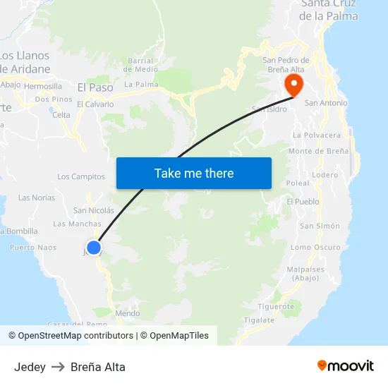 Jedey to Breña Alta map