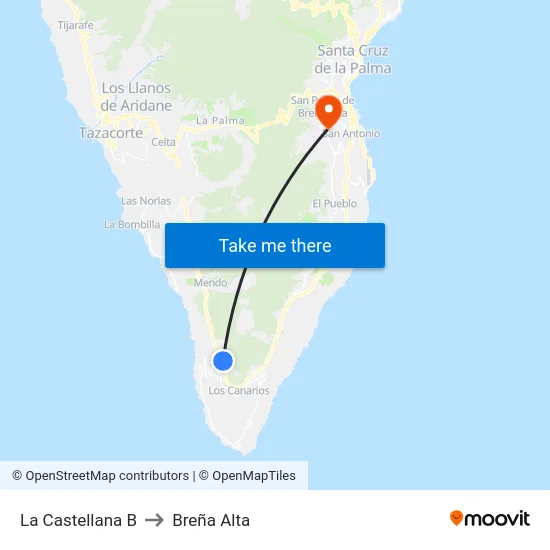La Castellana B to Breña Alta map