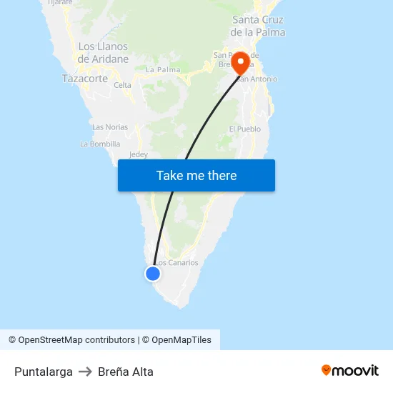 Puntalarga to Breña Alta map