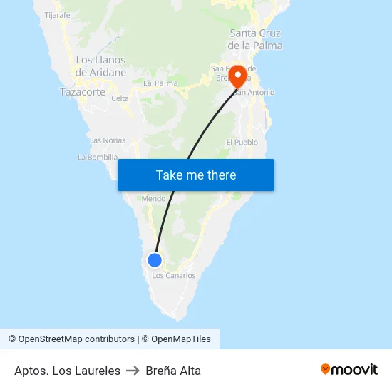 Aptos. Los Laureles to Breña Alta map