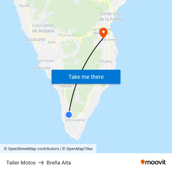 Taller Motos to Breña Alta map