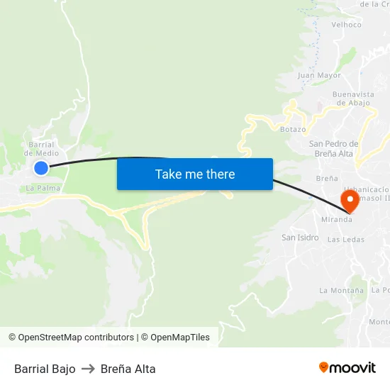 Barrial Bajo to Breña Alta map