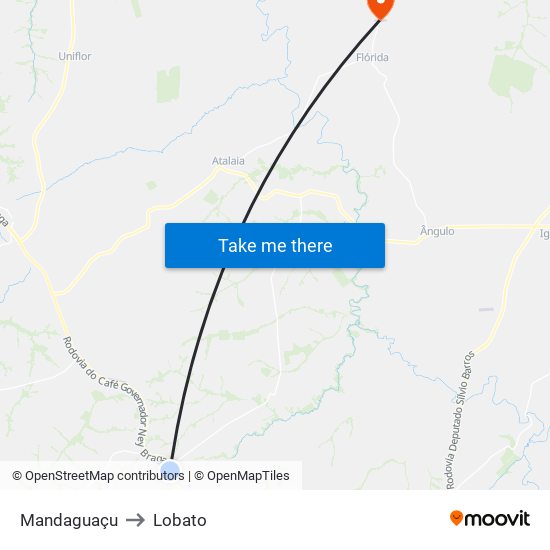 Mandaguaçu to Lobato map